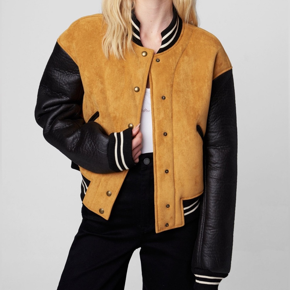 Blank NYC Tan and Black Bomber Jacket